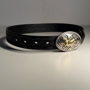 Nocona Kids Western Leather Belt Youth Bull‎ Rider Black Size 22, 1.25” Width